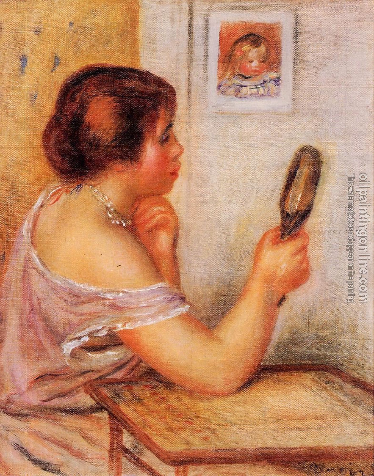 Renoir, Pierre Auguste - Gabrielle Holding a Mirror with a Portrait of Coco